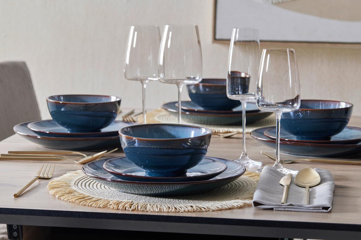 Étkészlet Neptun - kék, Modern, kerámia - Mömax