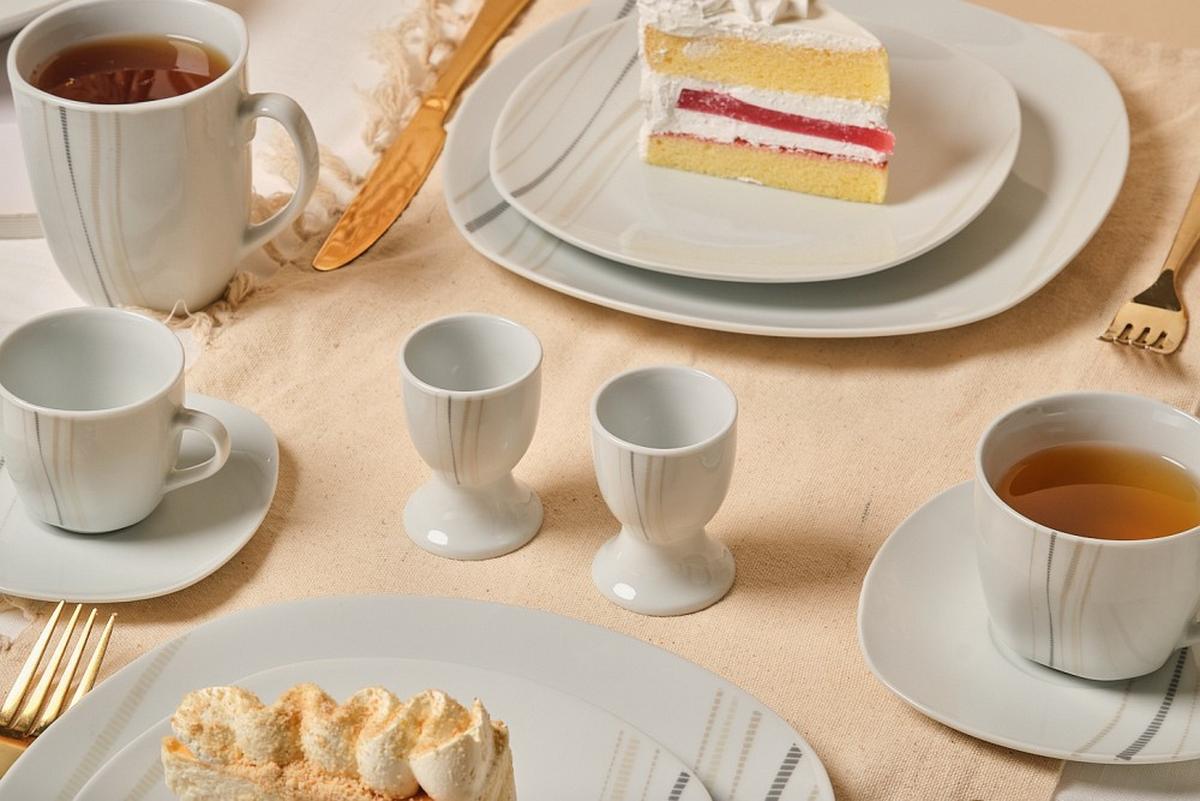 SERWIS OBIADOWO-ŚNIADANIOWY 12025 - beżowy/biały, Basics, ceramika - Novel