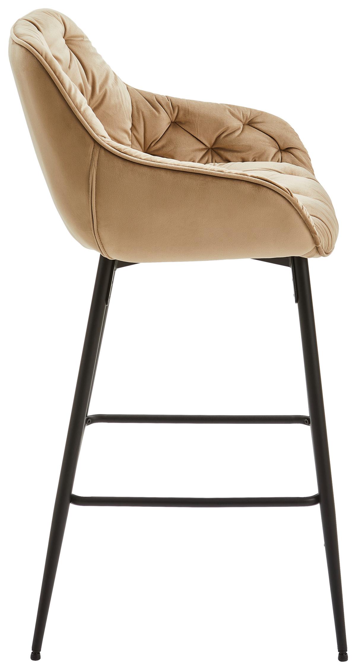 STOŁEK BAROWY LANGFORD - czarny/taupe, Modern, metal/drewno (55/105/57cm) - Livetastic