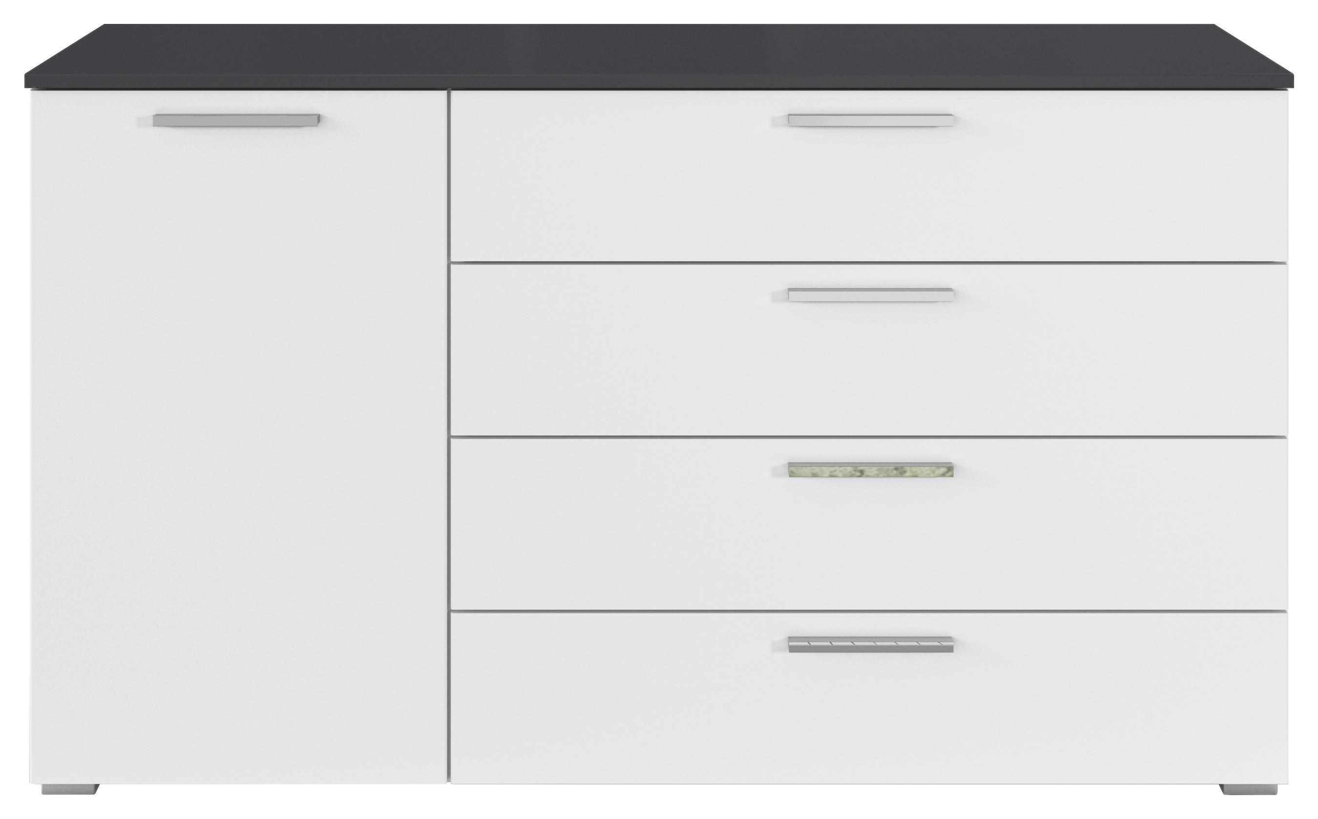 Kommode Caspio Grau/Weiss - Chromfarben/Weiss, Konventionell, Holzwerkstoff (140/81/42cm) - Premium Living