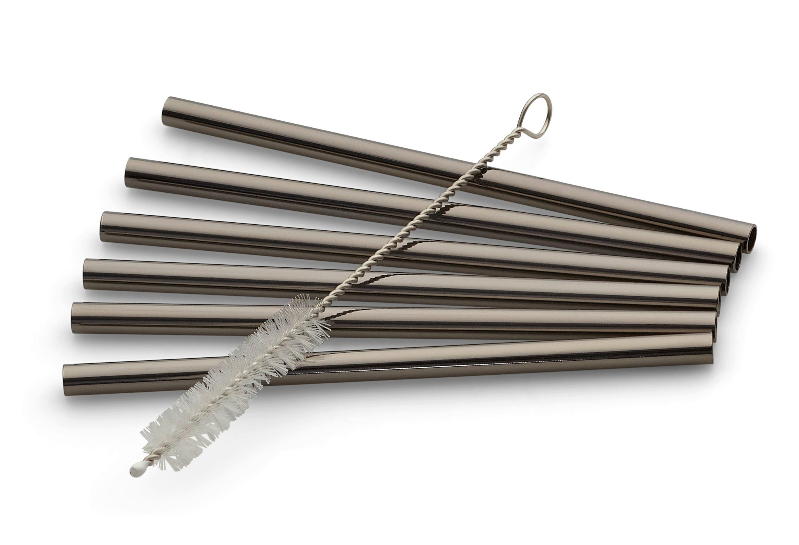 Set Slamic S Krtačko Straw, 6-Delni - črna/visoki sijaj, Basics, kovina (12cm) - Echtwerk