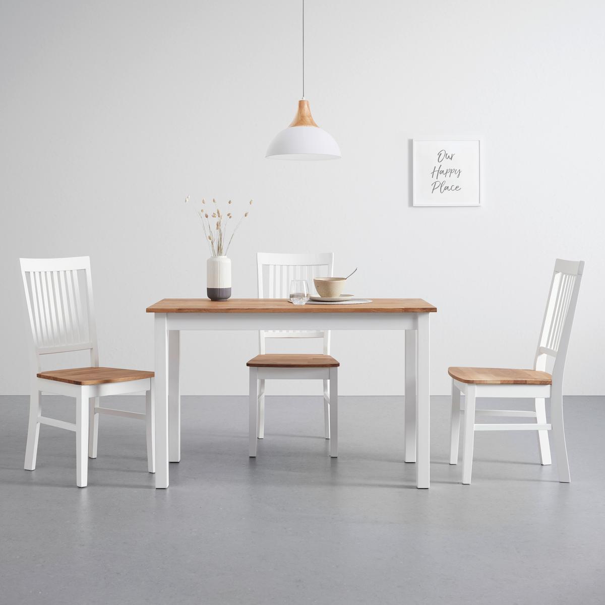 Esstisch Antalia in Holz Eiche massiv ca. 120x60 cm - Naturfarben/Weiß, MODERN, Holz (120/60/75cm) - Bessagi Home