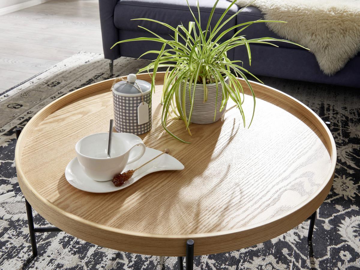 Couchtisch rund Holzdekor Braun/Schwarz - Schwarz/Braun, MODERN, Holzwerkstoff/Metall (78/78/40cm) - MID.YOU