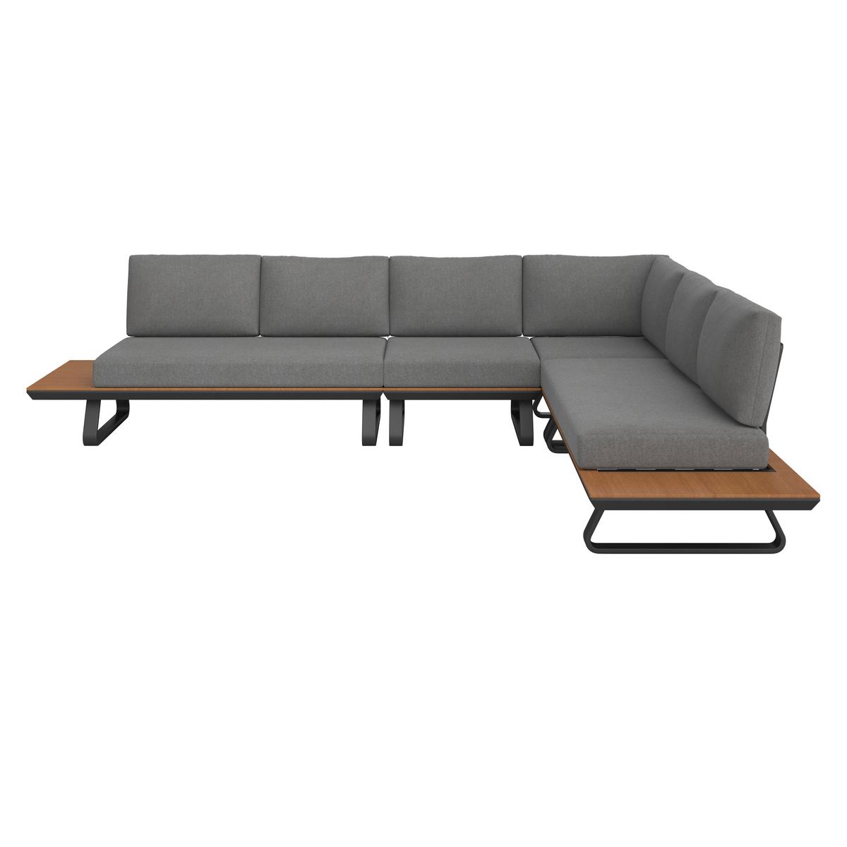 Dining-Loungeset Emmy Dunkelgr Metall/Outdoorstoff - Dunkelgrau/Anthrazit, MODERN, Kunststoff/Textil (318/71/78cm) - Bessagi Garden