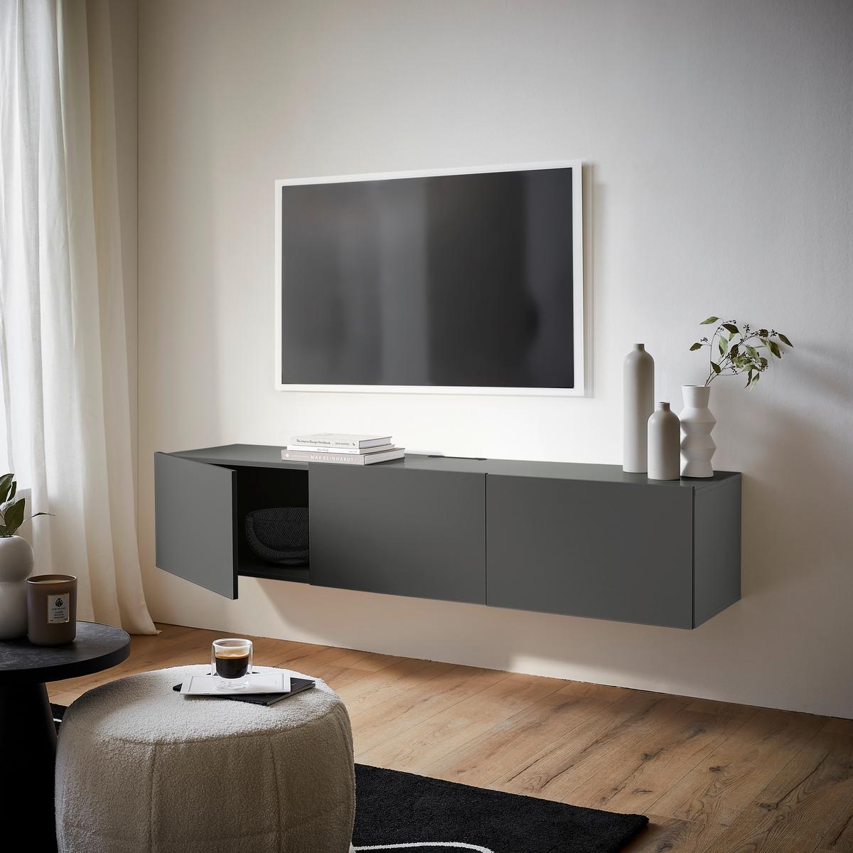 KOMODA NISKA NEWNIQ - antracytowy, Design, materiał drewnopochodny (180/36,7/42cm) - Hom`in