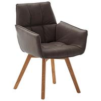 KRZESŁO Z PODŁOKIETNIKAMI CORK - dąb dziki/cappuccino, Konventionell, skóra/drewno (61/87/63cm) - Linea Natura