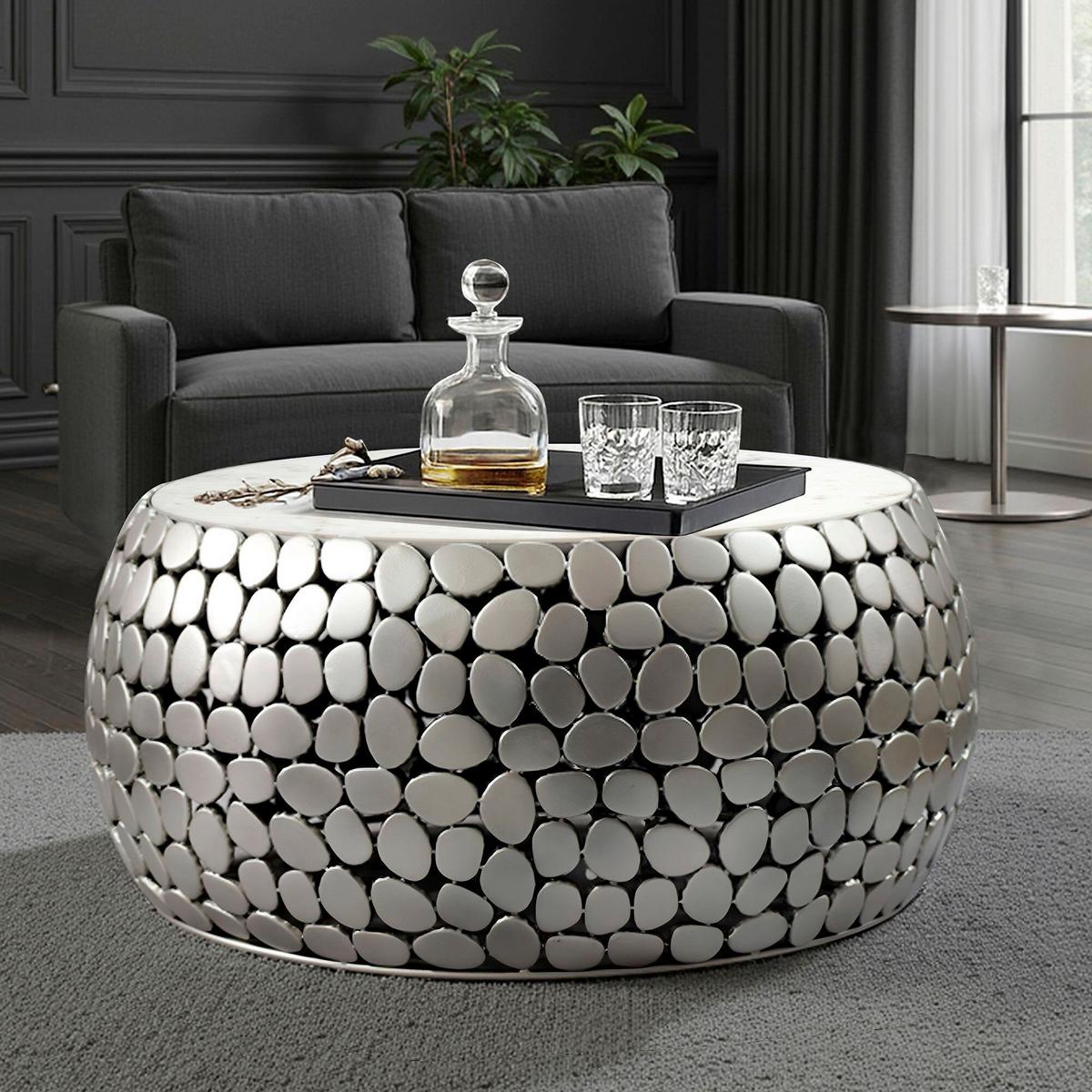 COUCHTISCH WL7.356 - Silberfarben, Design, Metall (66/32/66cm) - Livetastic