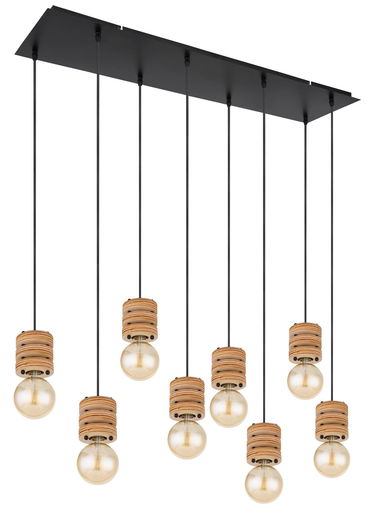 Svjetiljka Viseća 54042-8h - smeđa/crna, Konvencionalno, drvni materijal/metal (98/24/120cm) - Globo