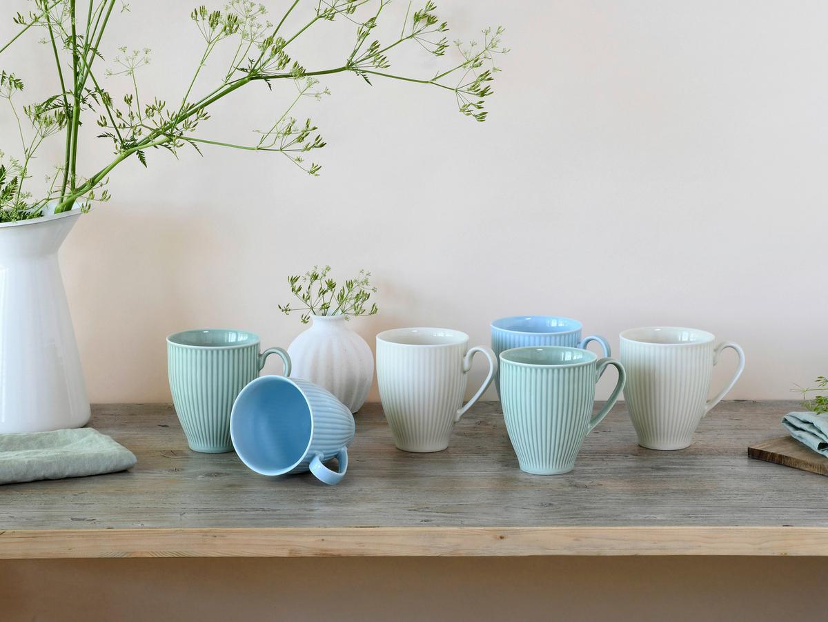 Set Skodelic Valencia, 6-Delni - pastelno modra/krem barve, Basics, keramika - Creatable