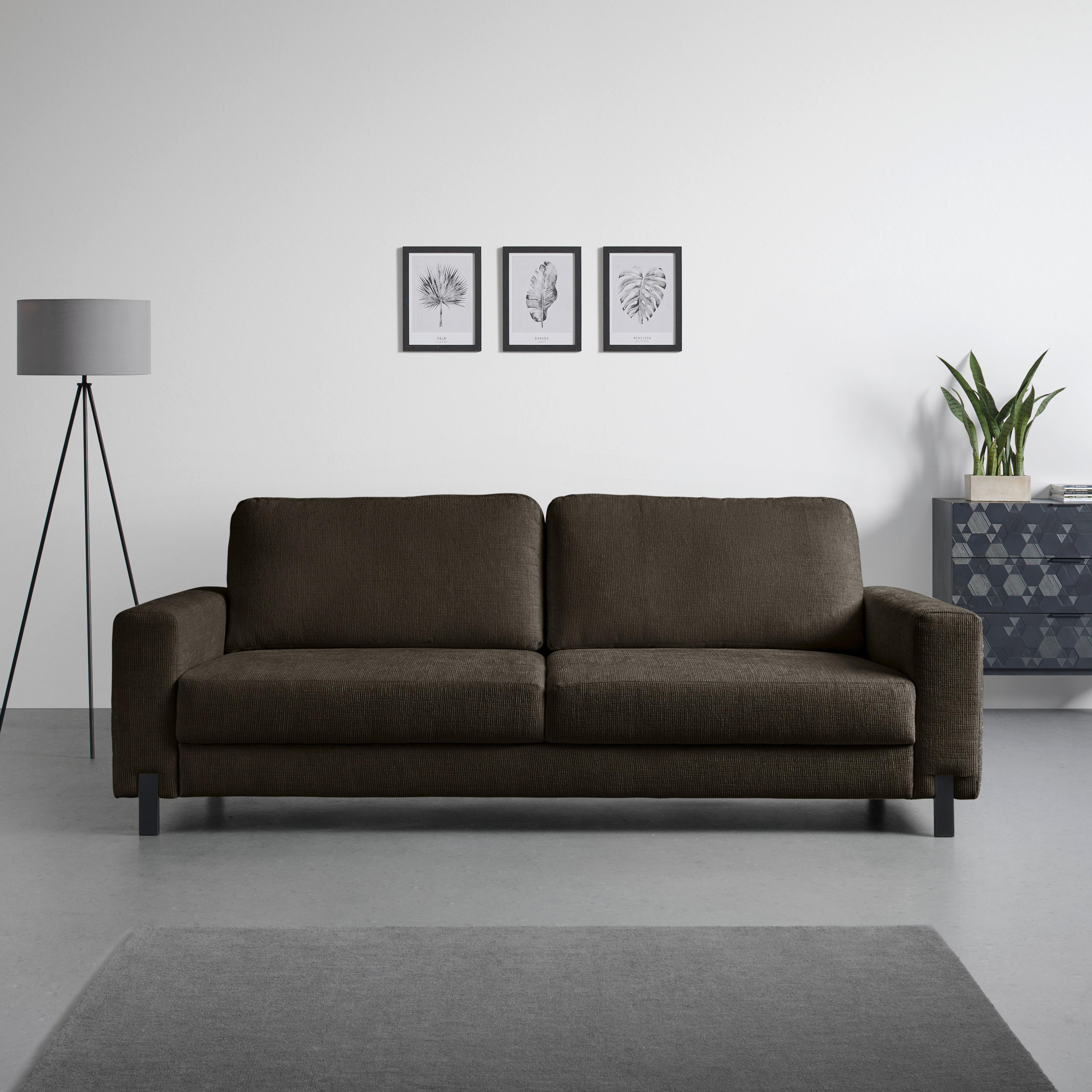 3-Sitzer-Sofa Piega Anthrazit - Anthrazit/Schwarz, MODERN, Textil/Metall (230/66-87/96cm) - Mömax