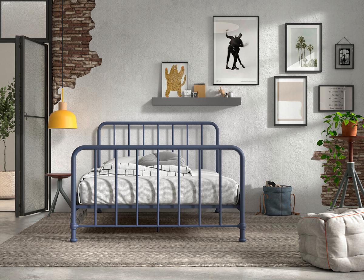 Kinderbett BRONXX Blau ca.140x200cm aus Metall - Blau, ROMANTIK / LANDHAUS, Holz/Metall (140/200cm) - Vipack