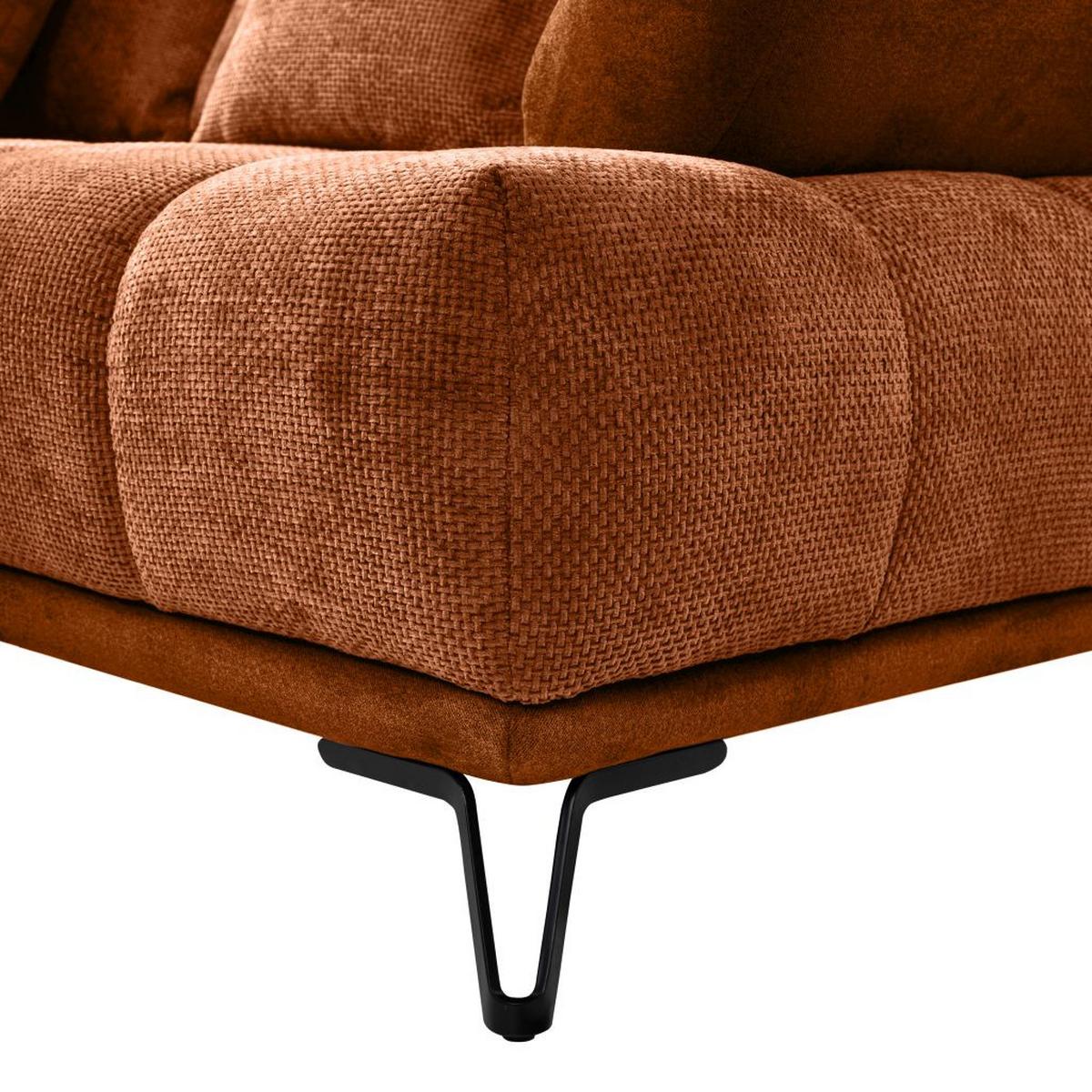 Kutna Garnitura Largo N - bakrenaste boje/crna, Moderno, tekstil/metal (184/262cm) - Modern Living