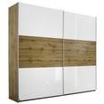Schwebetürenschrank Weiß Hg/eichefarben - Eichefarben/Alufarben, KONVENTIONELL, Holzwerkstoff/Metall (218/210/59cm) - Modern Living