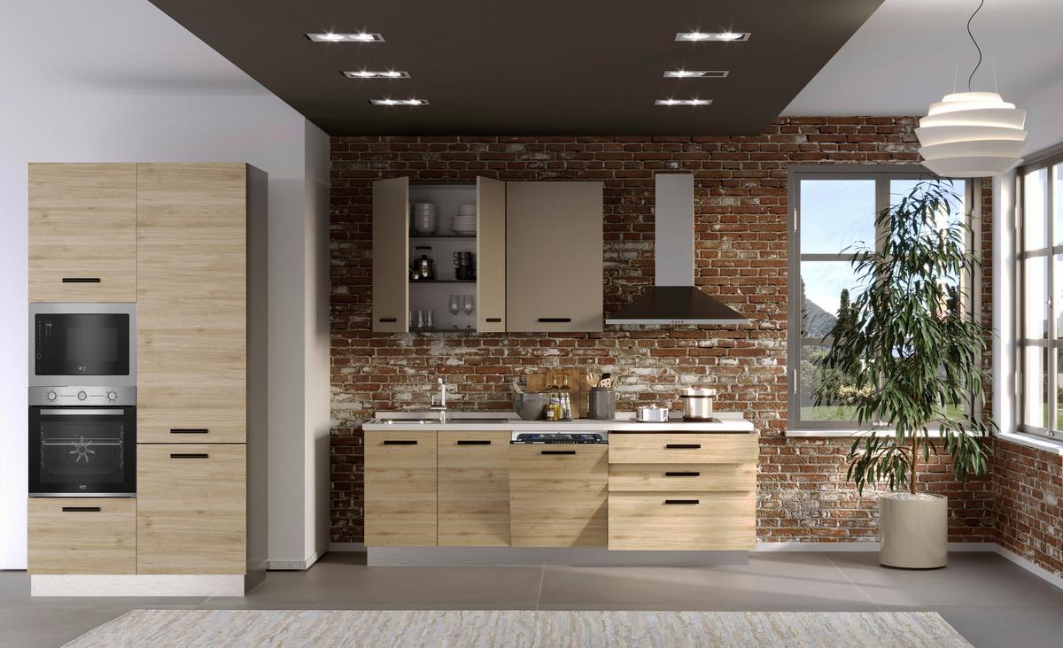 Blok Kuhinja Sa Uređajima Rovere - boja hrasta/kapućino, Moderno, metal/pločasti materijal (360/240/60cm) - Mömax