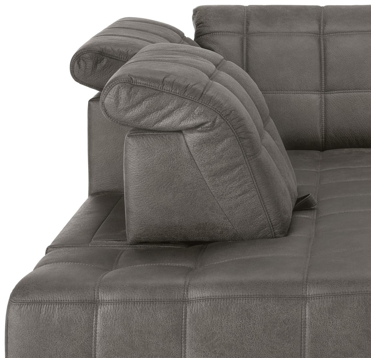 Ecksofa Panama links Greige - Greige/Schwarz, KONVENTIONELL, Textil/Metall (216/89-102/304cm) - Premium Living