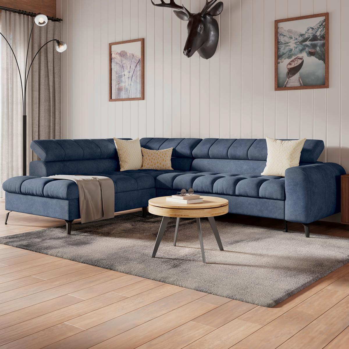 Kutna Garnitura Volf - plava/crna, Trend, tekstil/metal (203/261cm)