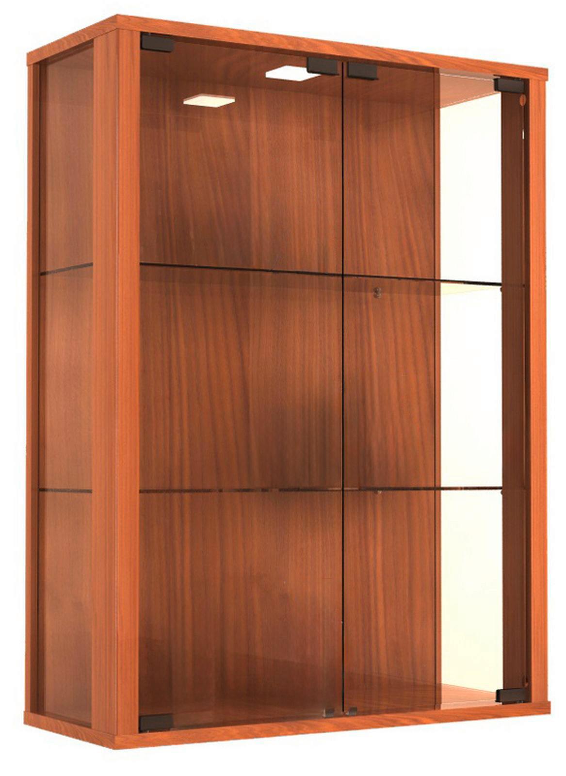 HÄNGEVITRINE UDINA LED - Transparent/Nussbaumfarben, Lifestyle, Glas/Holzwerkstoff (60/80/25cm) - MID.YOU