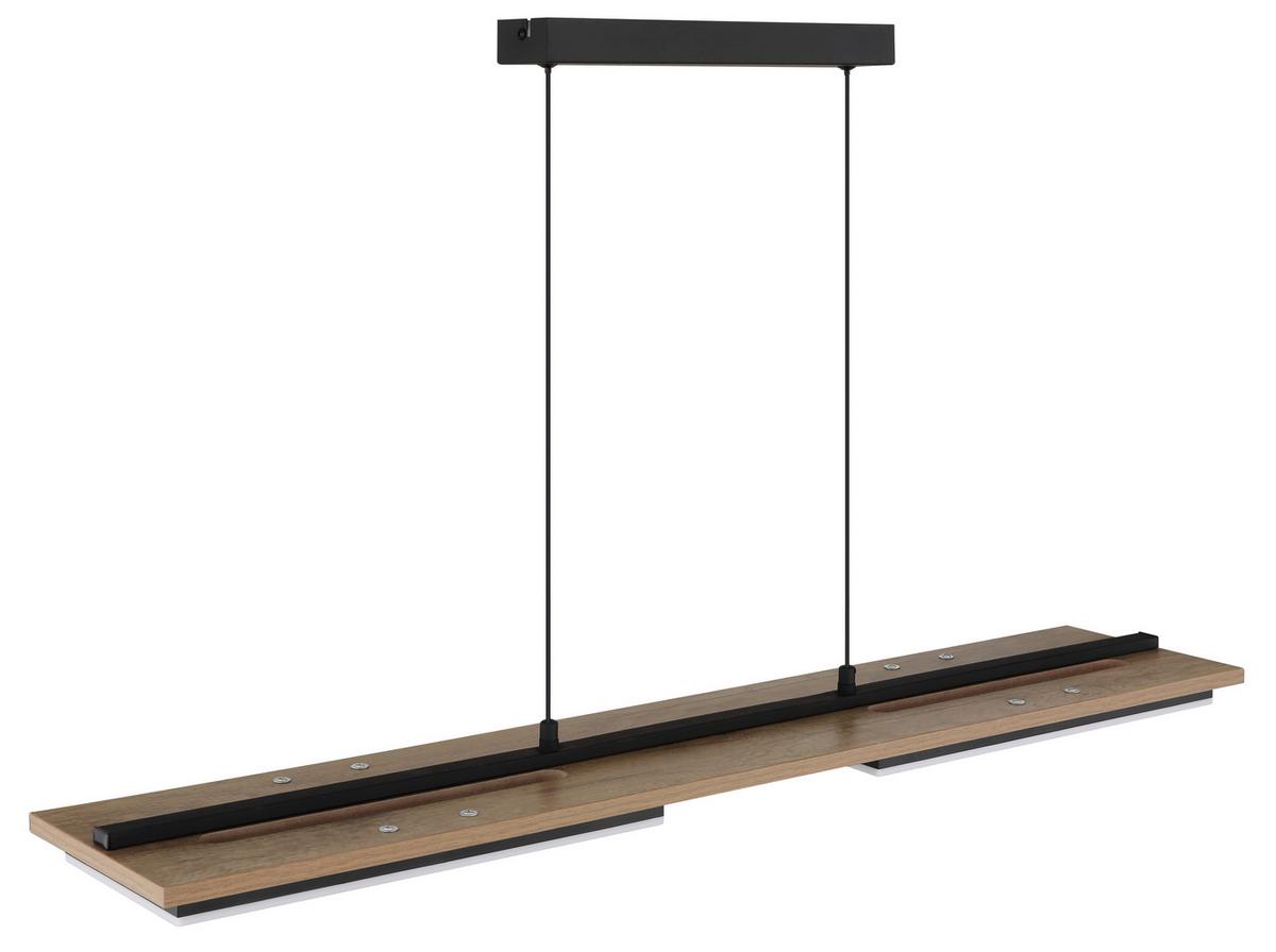Led Viseća Svjetiljka Bruce - tamno smeđa/crna, Design, drvni materijal/metal (90/18/120cm) - Globo