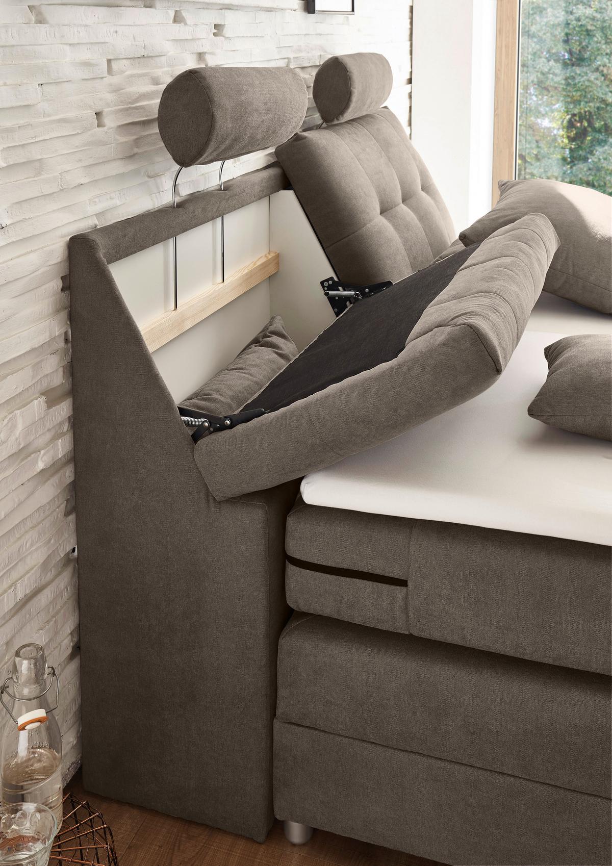 Boxspringbett Palermo elektrisch 180x200cm Braun - Silberfarben/Braun, MODERN, Holzwerkstoff/Kunststoff (180/200cm) - MID.YOU