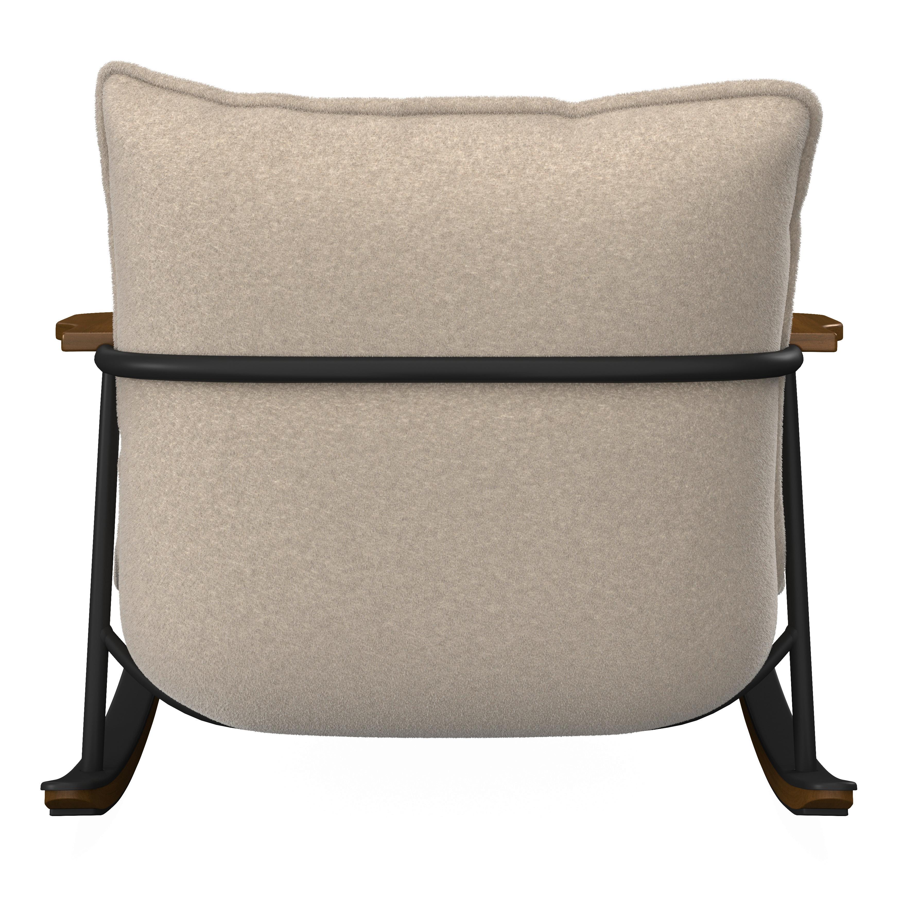 Schaukelsessel Ines Bouclé Beige - Beige/Schwarz, MODERN, Holz/Textil (89/77/94cm) - Bessagi Home
