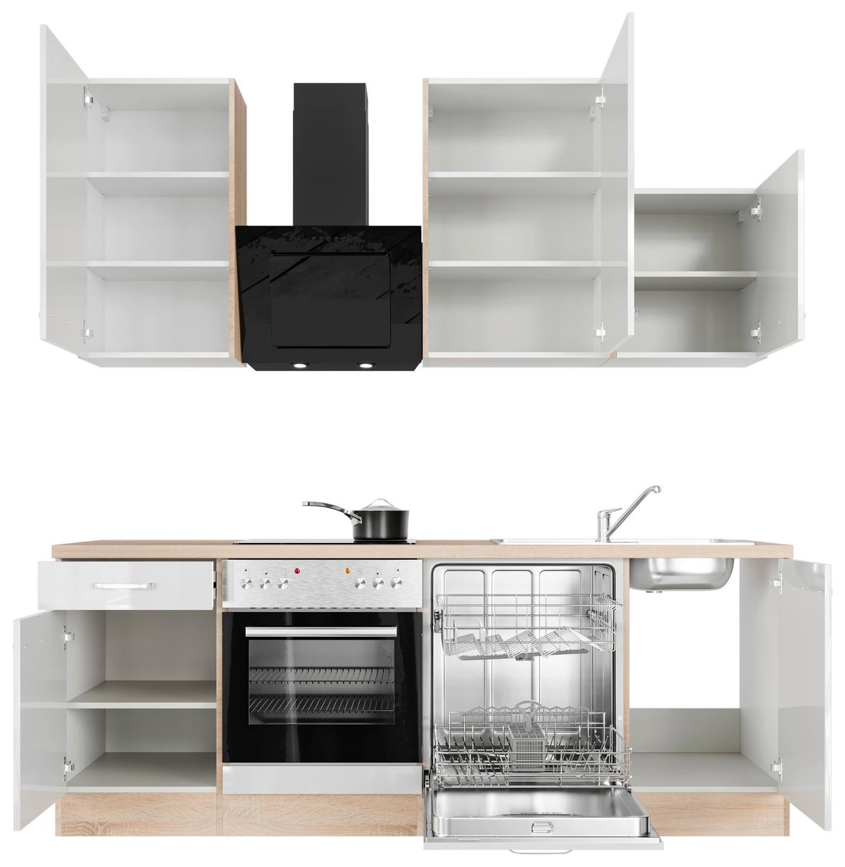 Kuhinjski Blok Venezia Valero - barve nerjavečega jekla/bela, Moderno, kovina/leseni material (220cm) - FlexWell