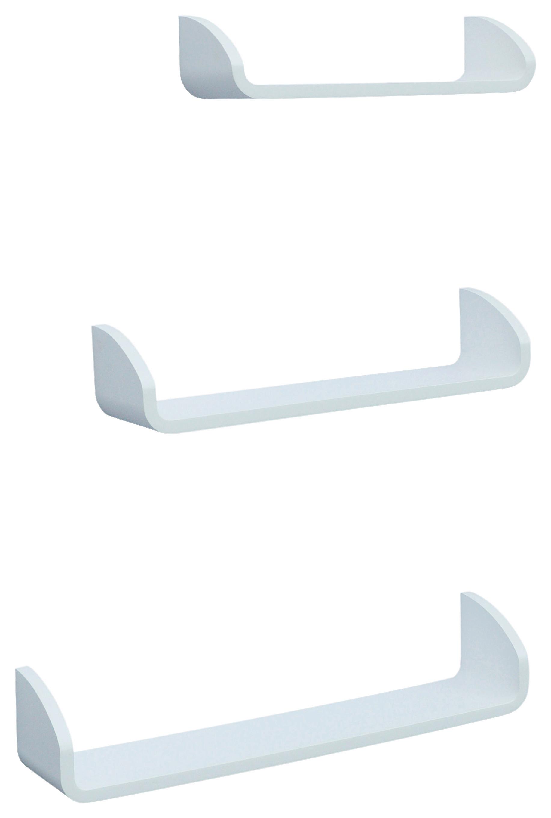 Set Stenskih Polic Carlo, Bela, 3-Delno - bela, Moderno, leseni material (60/50/40/12/10,5/9/12cm)
