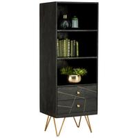 REGAŁ FIN   -AMBIA HOME- - czarny/kolor złoty, Trend, metal/drewno (55/153/43cm) - Ambia Home