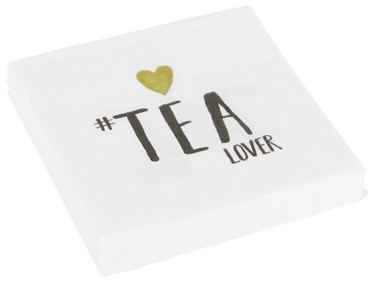 Cocktailserviette Linda in Weiss ca. 25x25cm - Weiss/Schwarz, Konventionell, Papier (25cm)