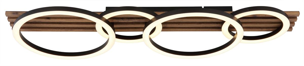 LED-DECKENLEUCHTE 67353D4 TISHA - Weiss/Dunkelbraun, Natur, Holzwerkstoff/Kunststoff (86/30/9,5cm) - Globo