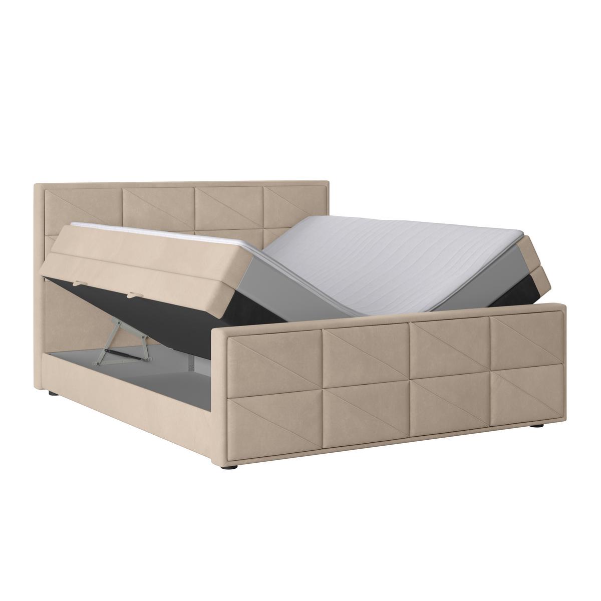 Boxspringbett Helsinki ca. 180x200 cm Beige - Beige, MODERN, Holz/Kunststoff (180/200cm) - MID.YOU