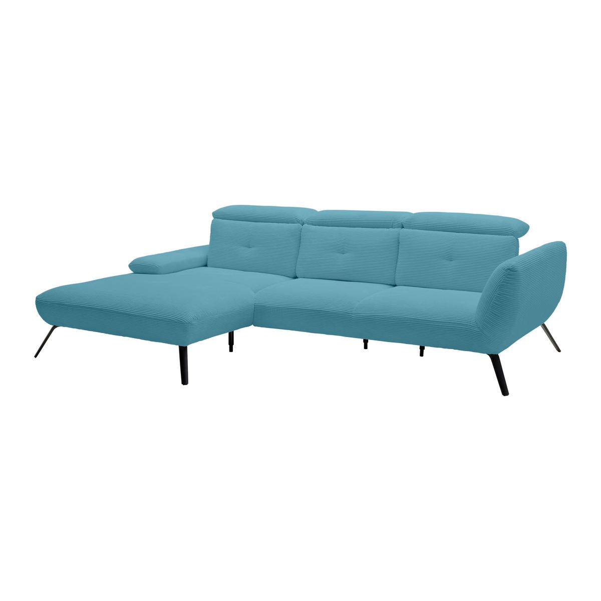 Wohnlandschaft Seattle Blau - Blau/Schwarz, MODERN, Holzwerkstoff/Textil (196/301cm) - Premium Living
