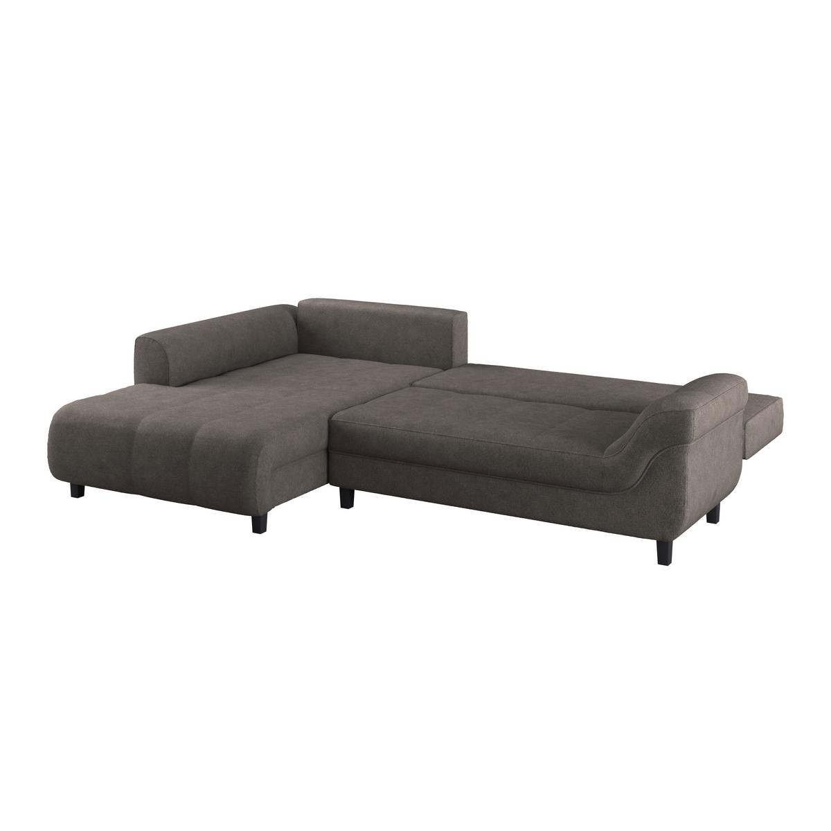 Kutna Garnitura Mendoza - sivo-smeđa/crna, Design, tekstil/drvo (197/309cm) - Modern Living