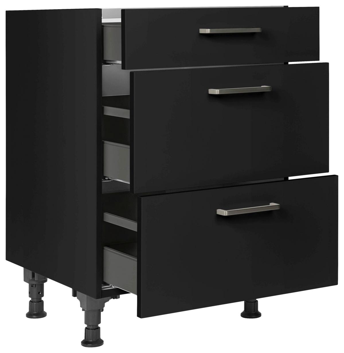 Kochfeldumbauschrank Touch Schwarz - Edelstahlfarben/Schwarz, MODERN, Holzwerkstoff/Metall (60/87/56cm) - Nobilia