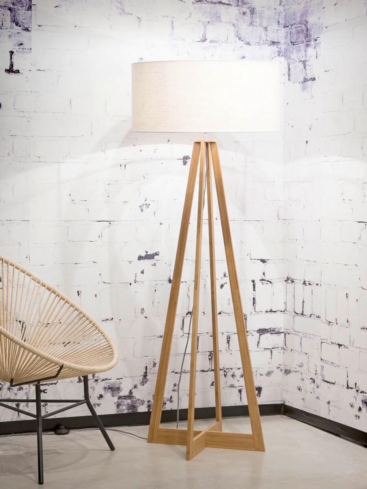 Stoječa Svetilka Everest, Bela, Bambus - bela/naravne barve, Trend (60/158cm) - Good & Mojo