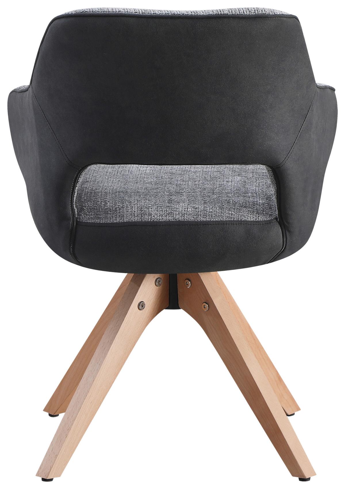 Scaun cu brate RELAX -TOP- - culoare lemn fag/gri închis, Modern, lemn/textil (60/84/61cm) - Mömax