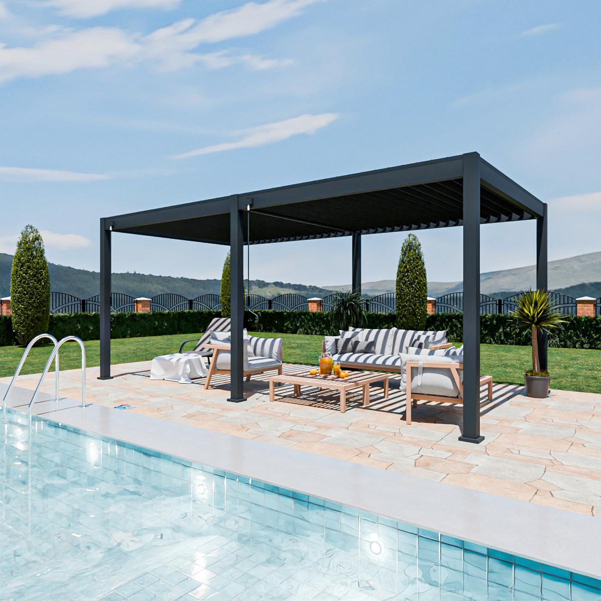 Pergola Superior, Antracit, 3x6m - barve grafita, Basics, kovina (300/255/600cm) - Gardenson