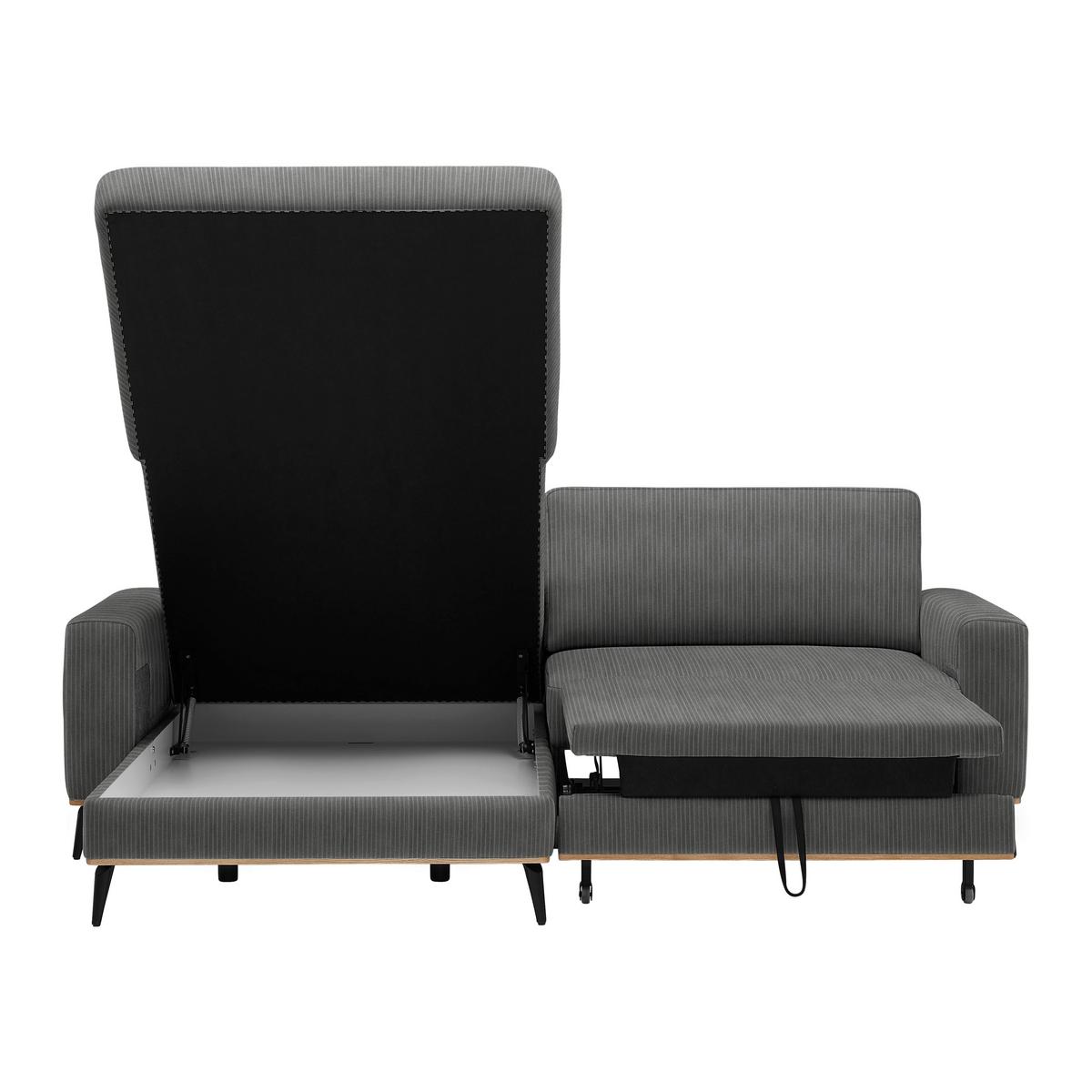 Wohnlandschaft Romeo Graphitfarben - Graphitfarben/Schwarz, KONVENTIONELL, Textil/Metall (167/87/234cm) - Zandiara