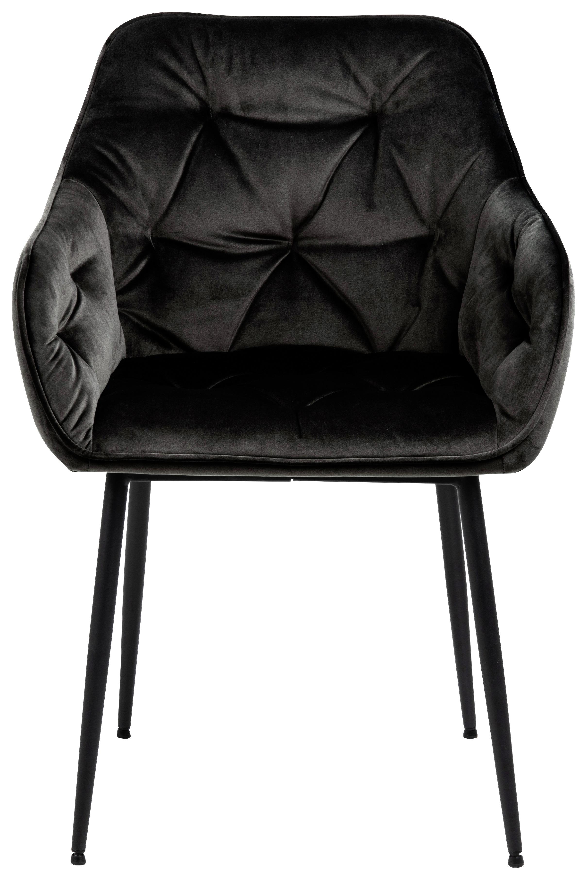 KRZESŁO Z PODŁOKIETNIKAMI BROOKE -TREND- - czarny/szary, Trend, metal/tkanina (58/83/55cm) - Livetastic