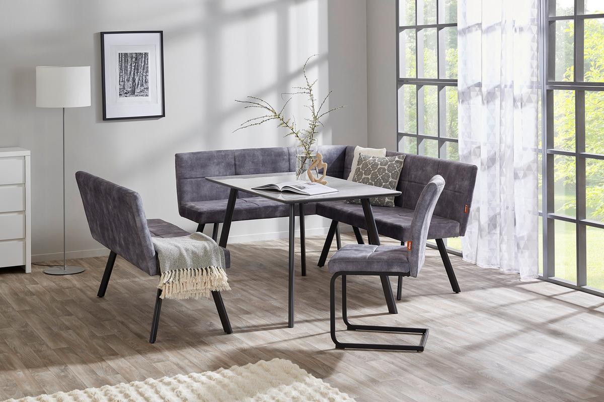 Kotna Klop Milos, Siva - siva/črna, Moderno, kovina/tekstil (150/190cm)