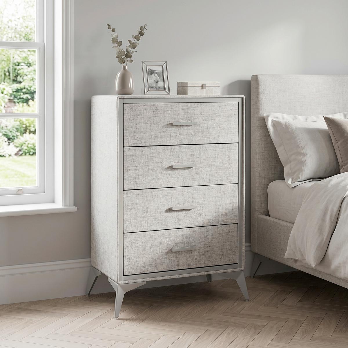 Komoda Skuffy, Siva - siva, Moderno, kovina/tekstil (60/90/35,5cm) - MID.YOU