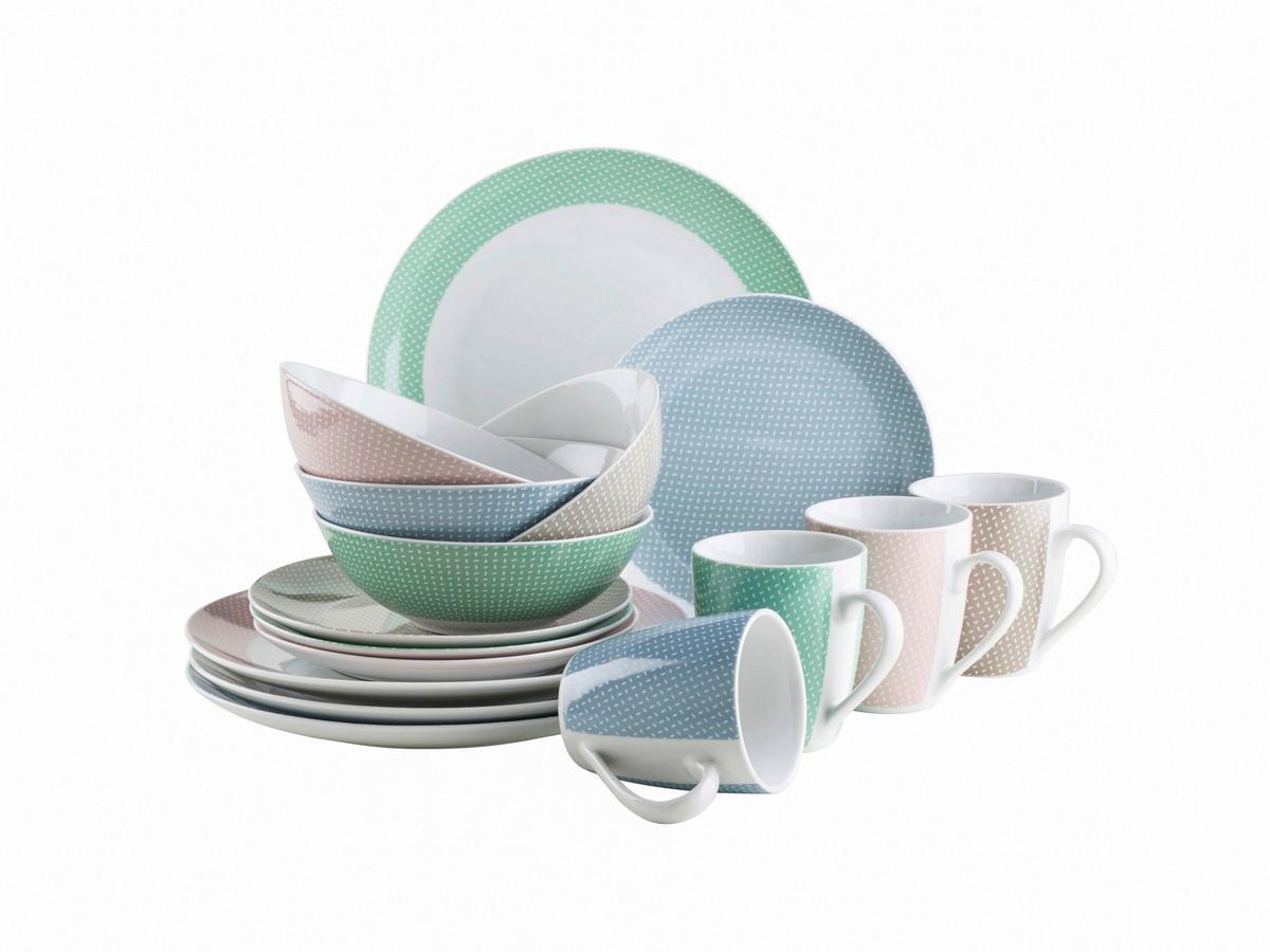 SET DE VAISSELLE KOMBISERVICE, 934065 - Pastellblau/Hellrosa, Basics, Keramik - Mäser