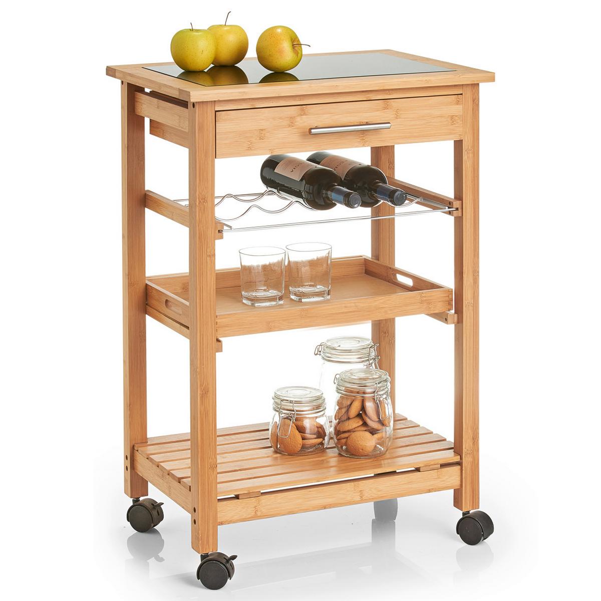 Servierwagen Naturfarben - Naturfarben, Basics, Glas/Holz (58/40/85cm) - Zeller Present