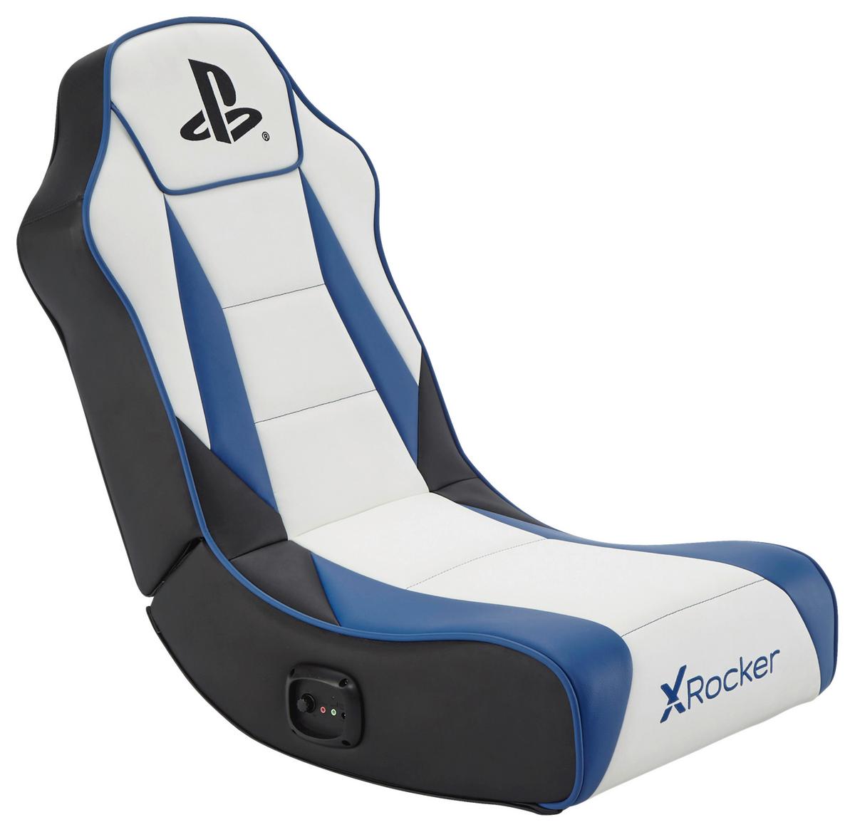 Gamingsessel Playstation ca. 42x68x74cm Weiß/Blau/Schwarz - Blau/Schwarz, MODERN, Leder/Holzwerkstoff (42/68/74cm) - X Rocker
