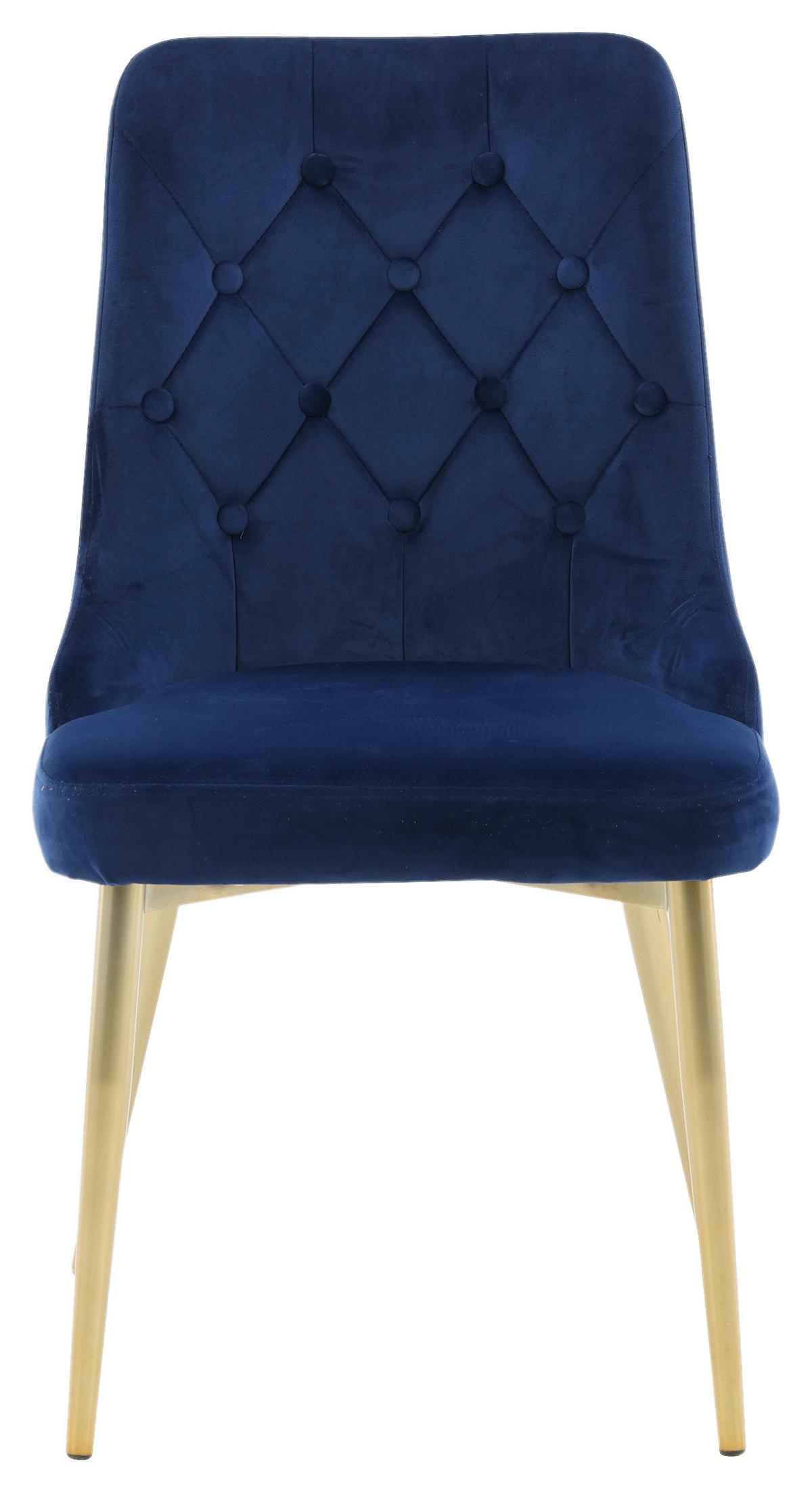 STUHL-SET VELVET DELUXE - Blau/Goldfarben, Design, Kunststoff/Textil (50/88.5/66cm) - Livetastic