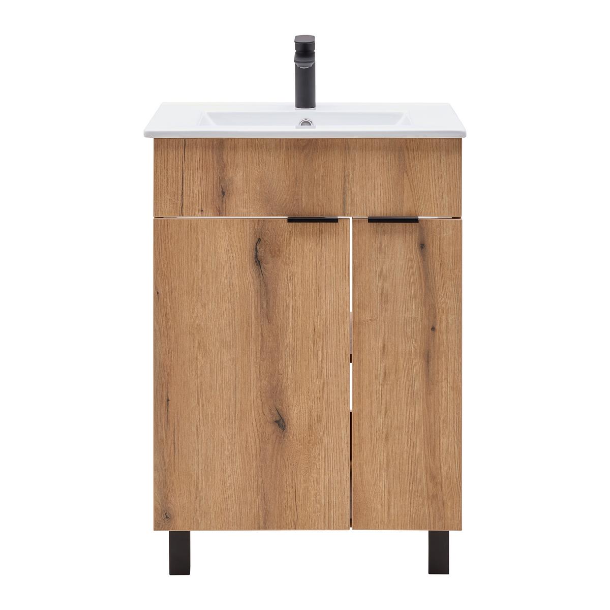 Waschtischkombi Napoli Evoke Eiche - Schwarz/Weiß, MODERN, Keramik/Holzwerkstoff (60/78/45cm) - Mömax