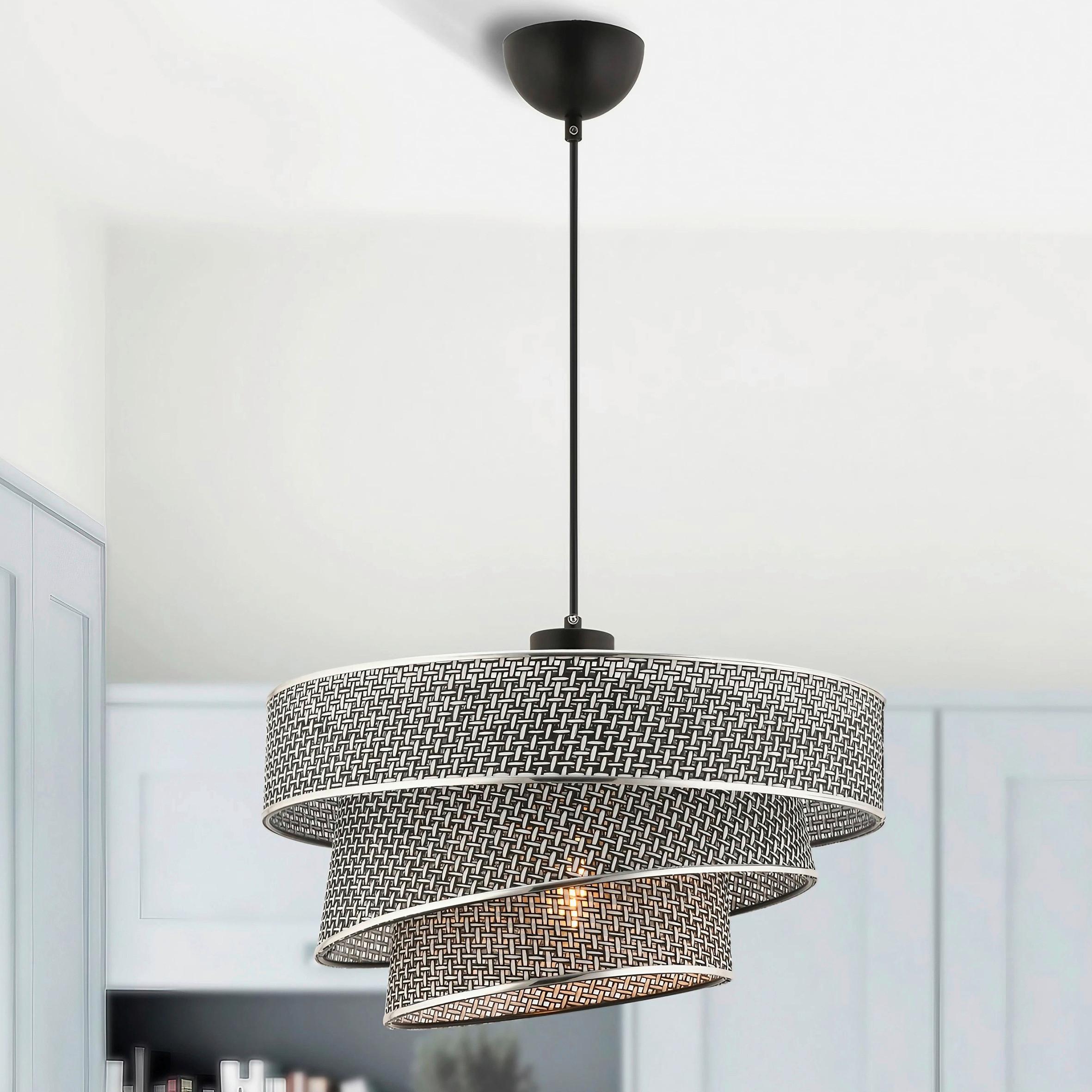 LAMPA WISZĄCA COUPER HAZERAN - GREY - szary, Design, metal/tkanina (40/72cm) - P & B