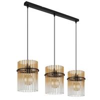 HÄNGELEUCHTE 15698-3HA  GORLEY - Klar/Bernsteinfarben, Basics, Glas/Kunststoff (80/20/140cm) - Globo