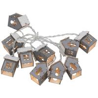 Lichterkette In Grau/weiss Ca. 165cm - Weiss/Grau, Konventionell, Holz (165l) - Modern Living