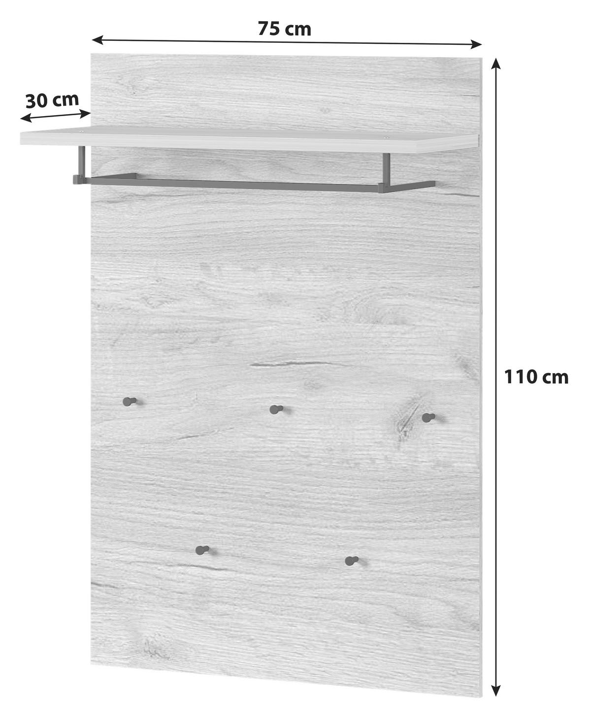 GARDEROBENPANEEL GW-FREMONT - Eichefarben, KONVENTIONELL, Holzwerkstoff (75/110/30cm) - Germania