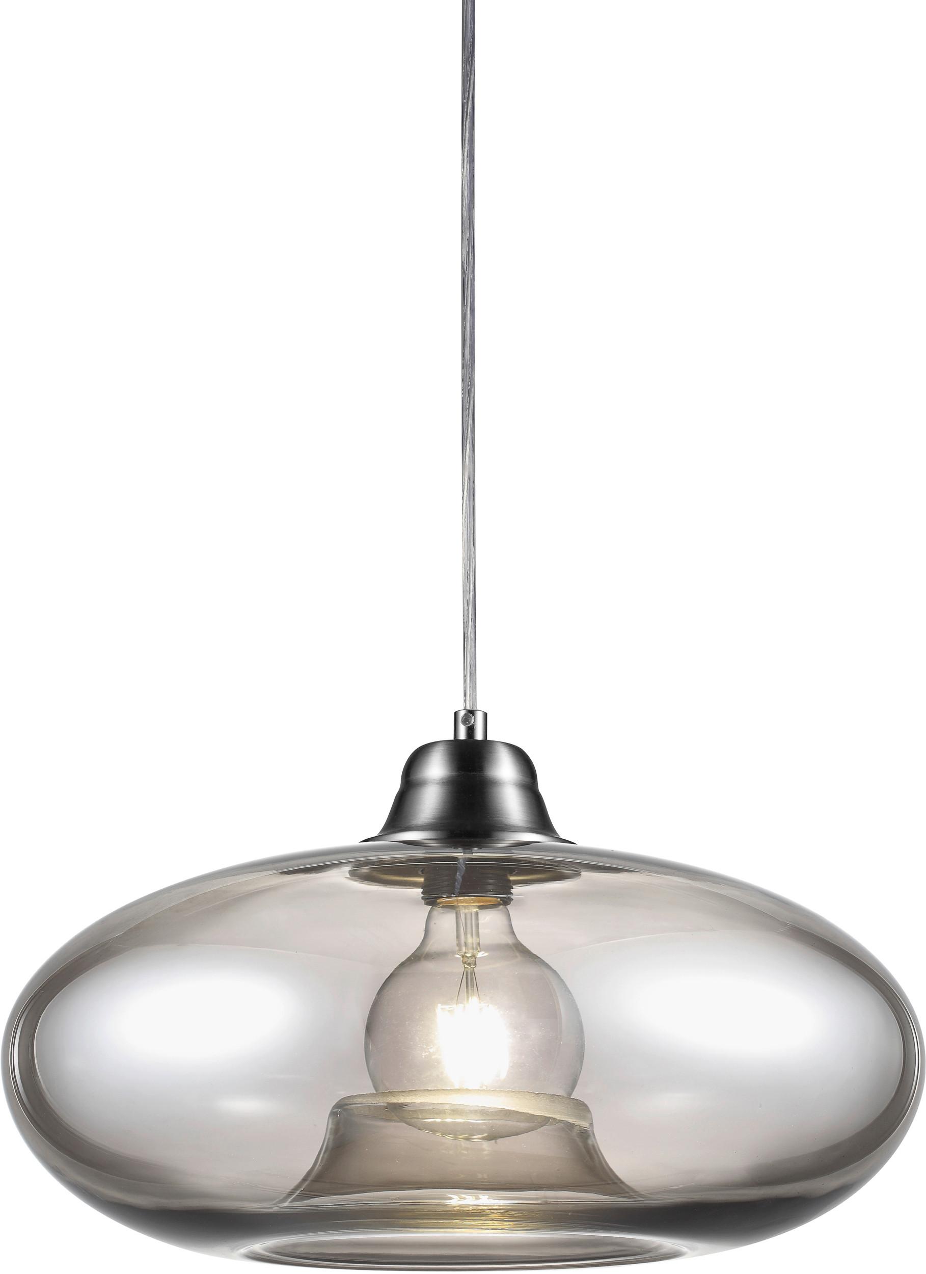 HÄNGELEUCHTE 30040102  LILLE - Grau/Nickelfarben, Konventionell, Glas/Metall (40/150cm) - Globo